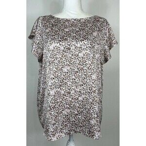Nordstrom Short Sleeve Animal Print Pullover Blouse Size Large (12)